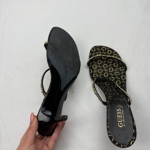 Gold rhinestones kitten heels mules (37)