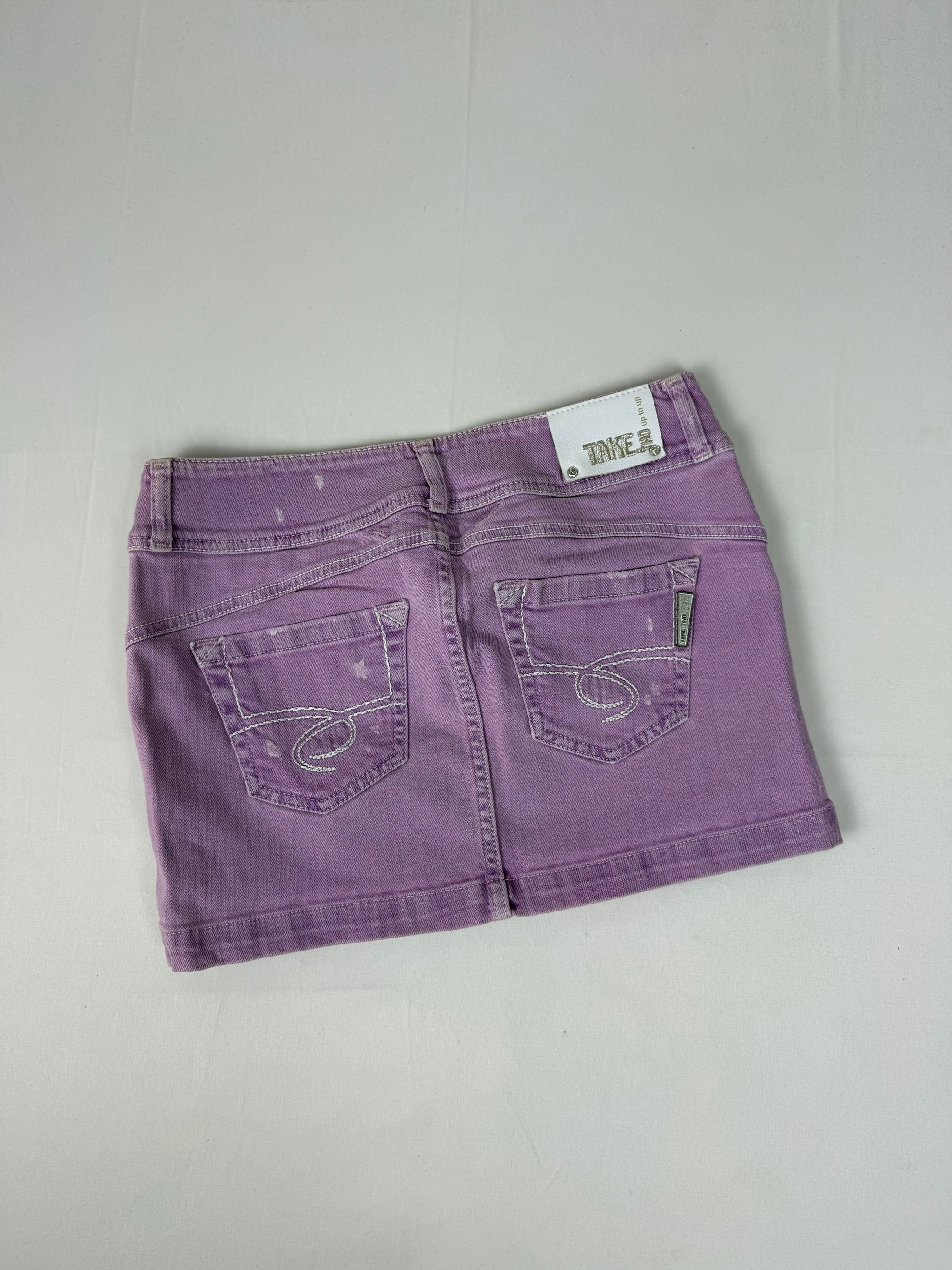 Lilac denim low rise mini skirt (S)