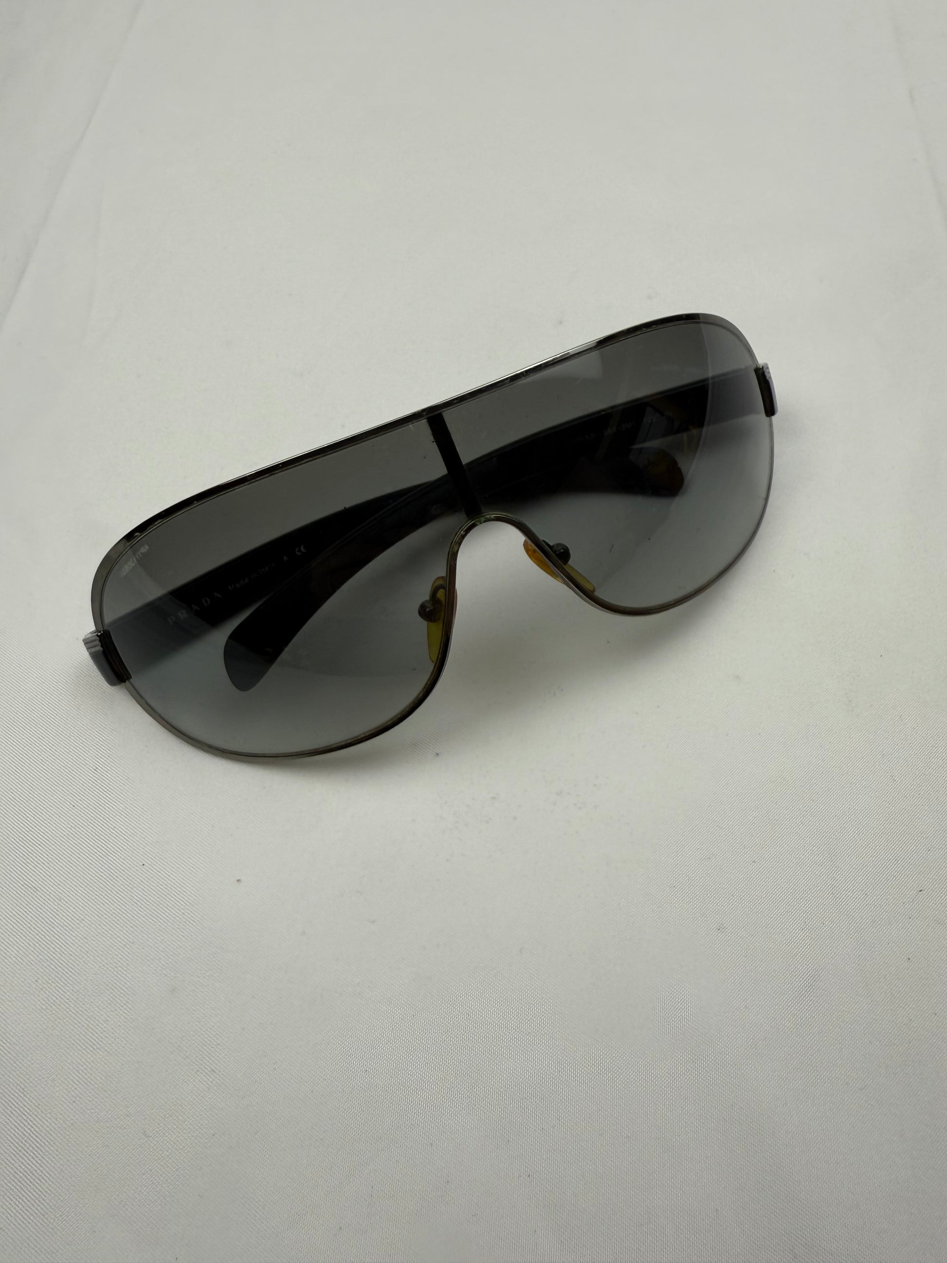 Black 2000s shield logo sunglasses