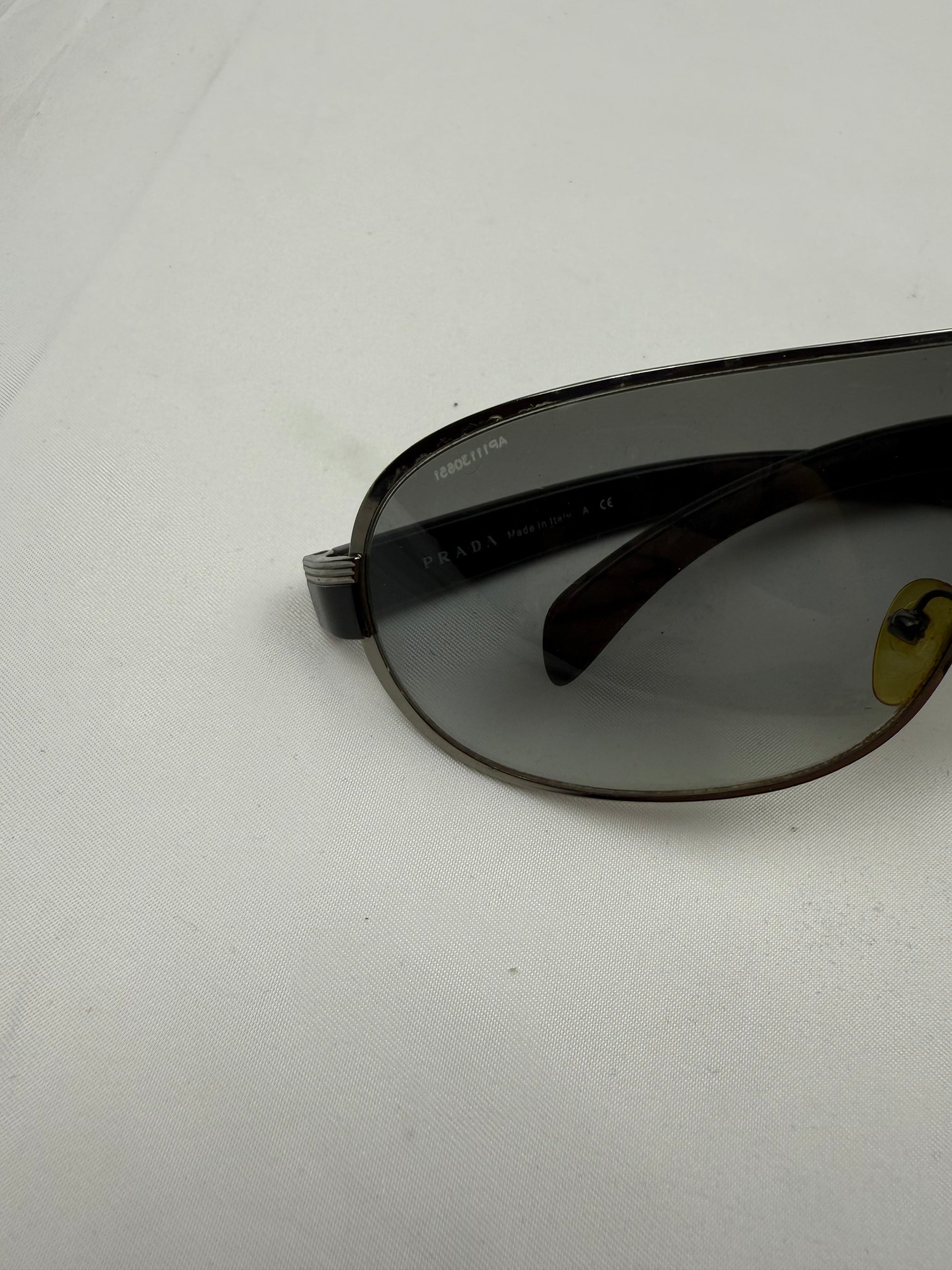 Black 2000s shield logo sunglasses