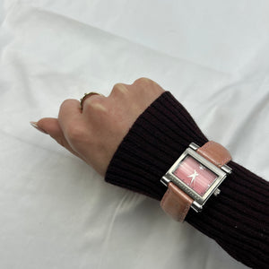 Vintage stainless steel silver pink jewelry watch