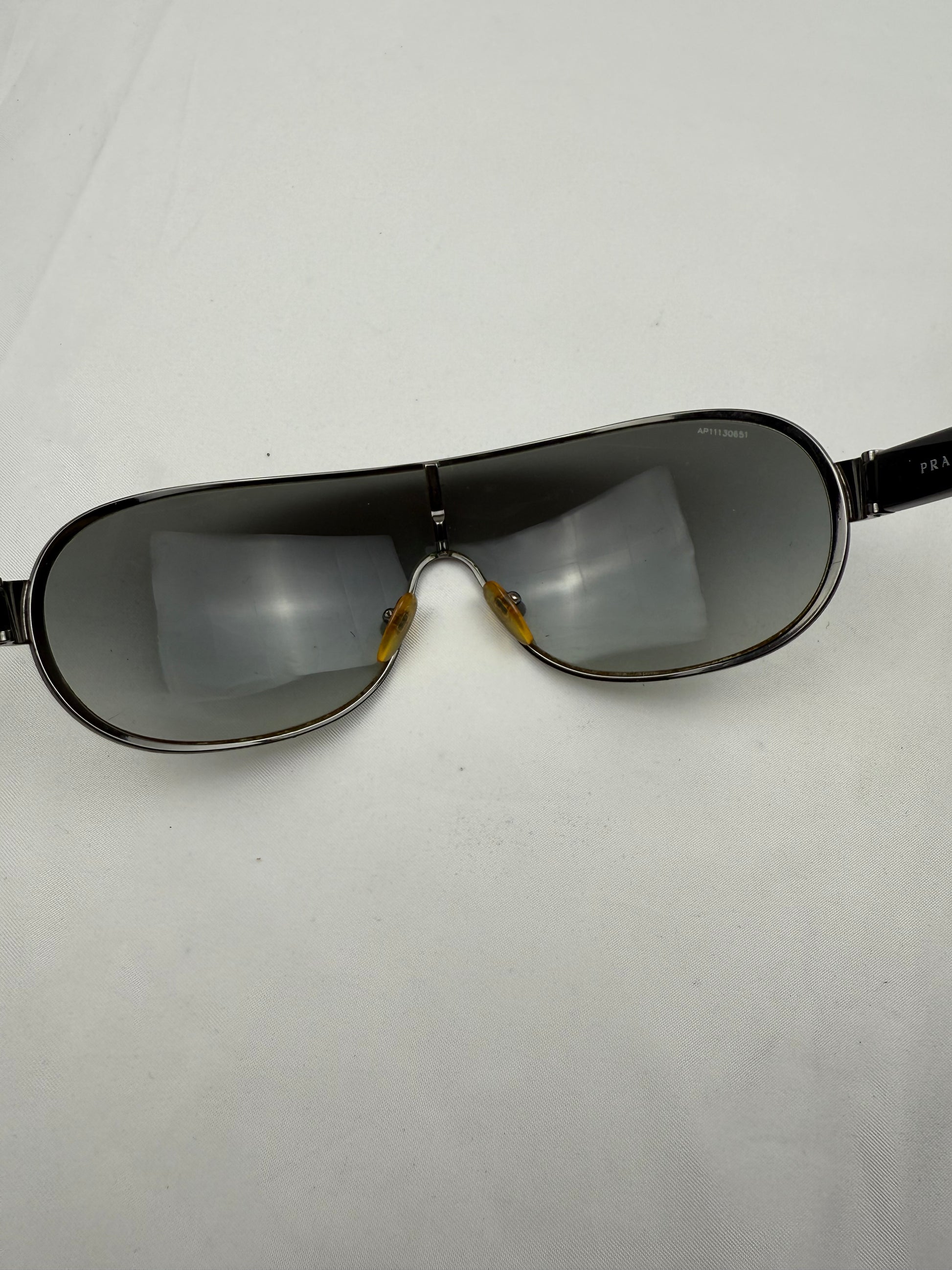 Black 2000s shield logo sunglasses