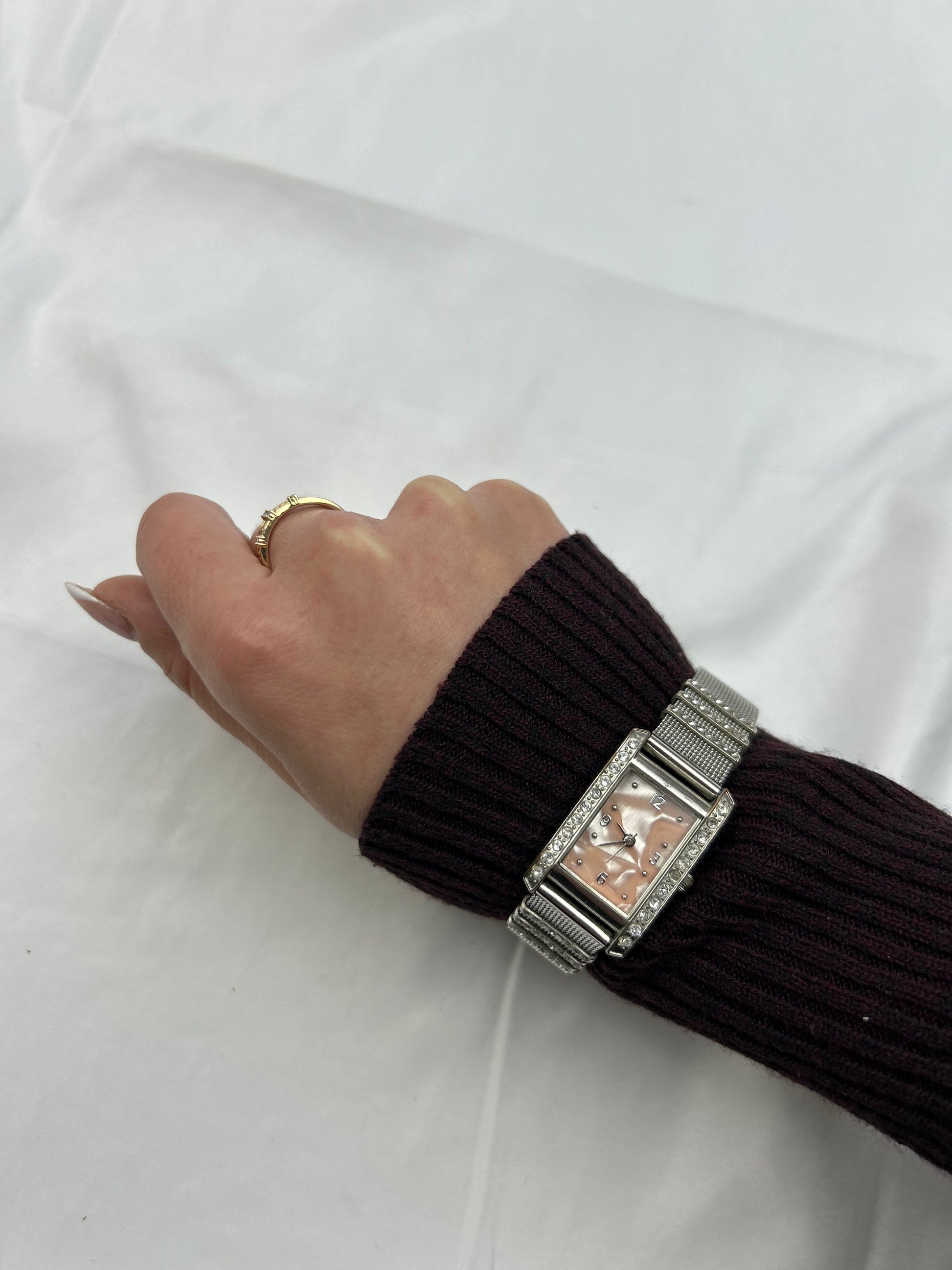 Vintage stainless steel silver jewelry watch