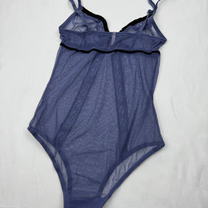 Blue mesh see trough body top (S)
