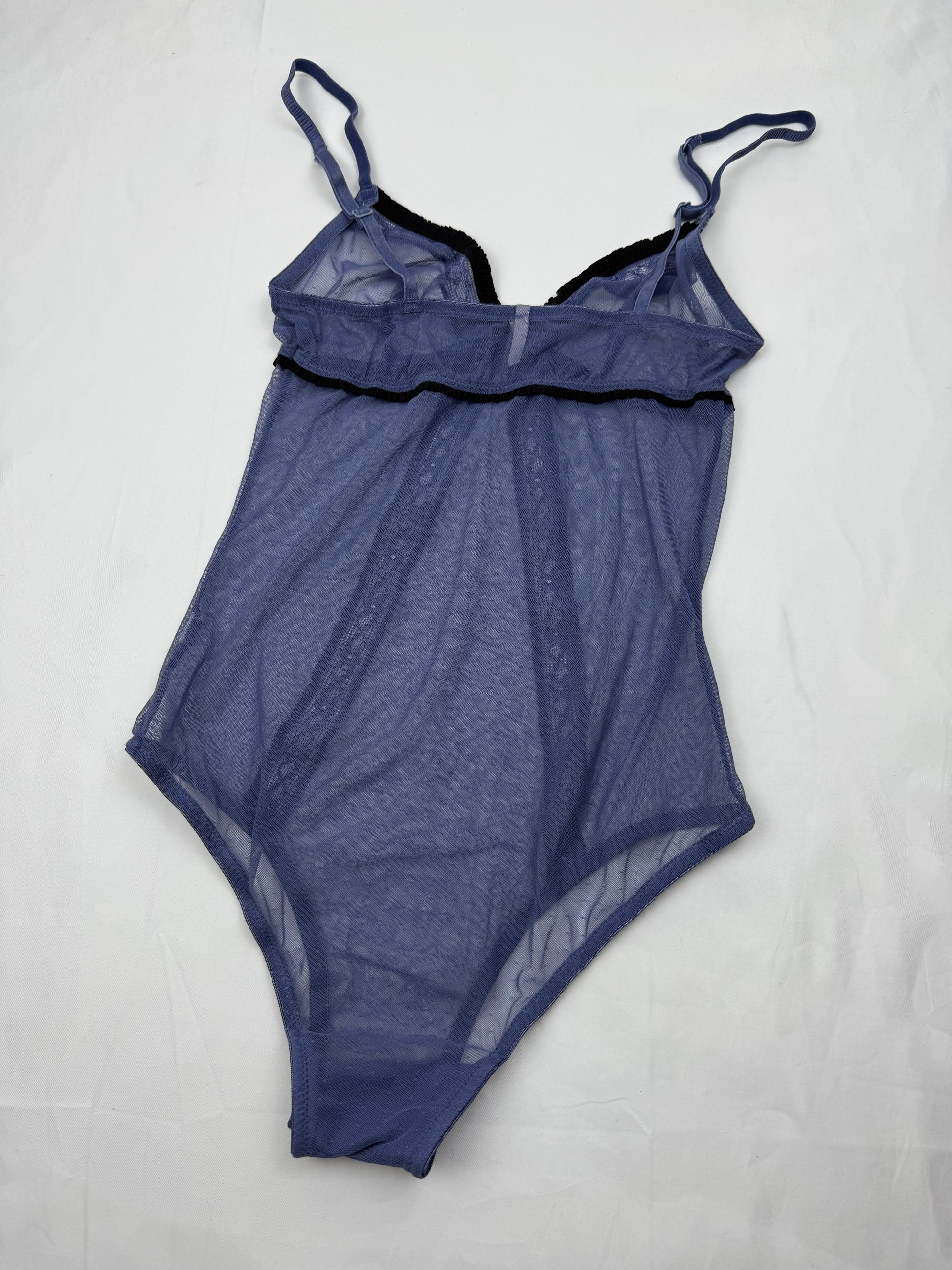 Blue mesh see trough body top (S)