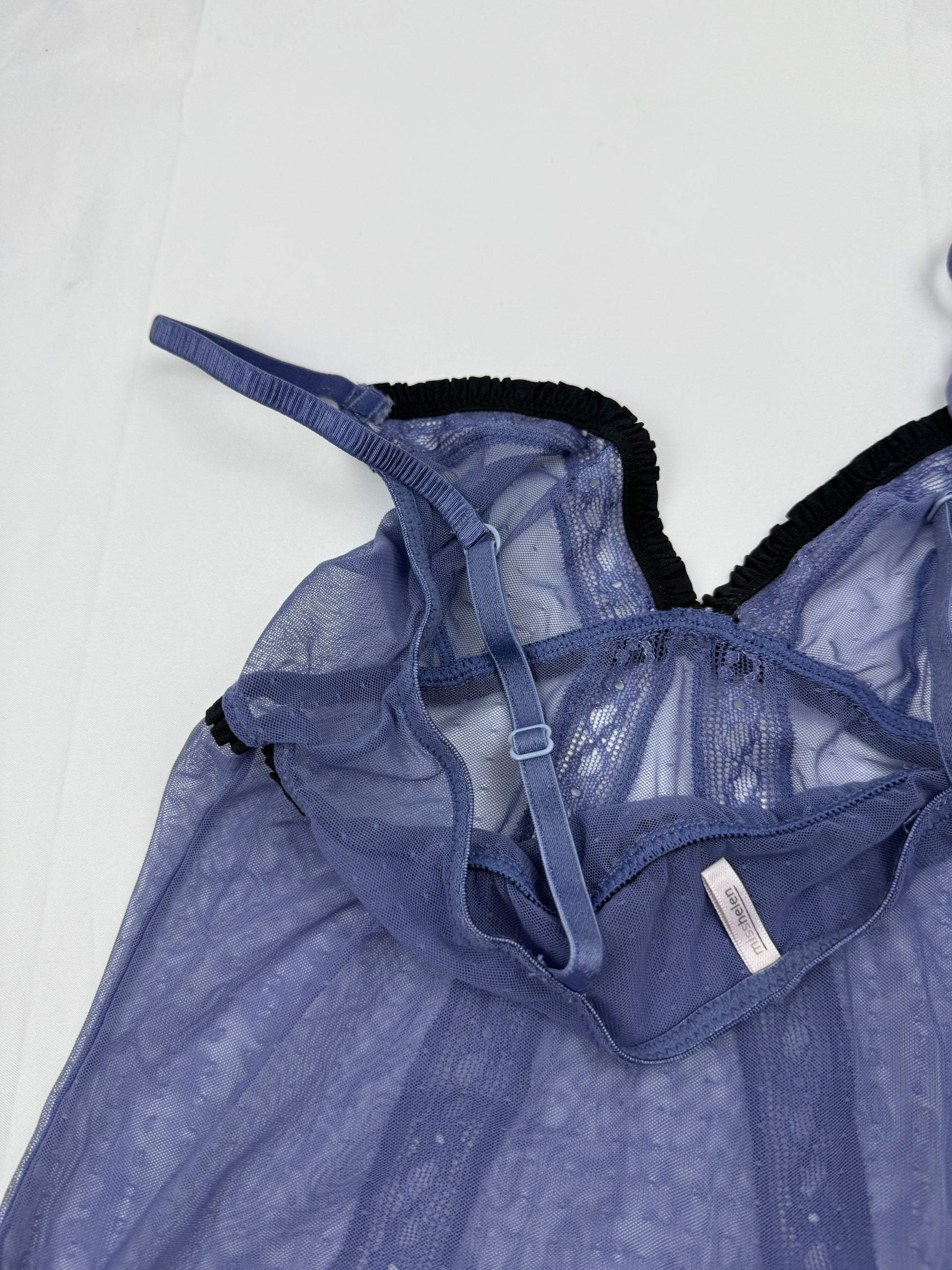 Blue mesh see trough body top (S)