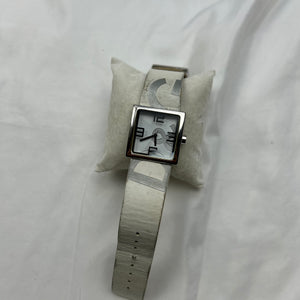 Vintage stainless steel silver & white jewelry watch