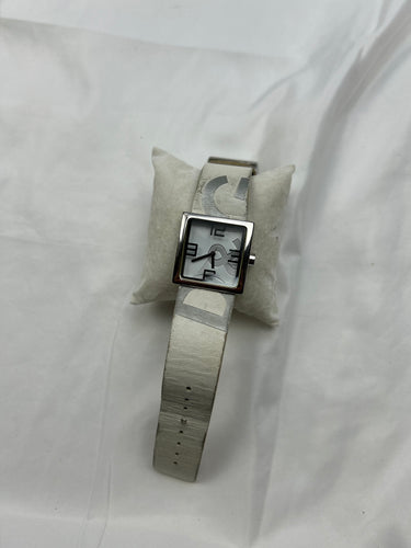 Vintage stainless steel silver & white jewelry watch