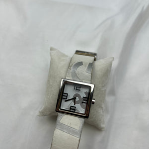 Vintage stainless steel silver & white jewelry watch