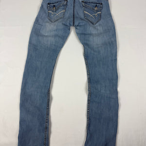 Blue denim low rise straight legs pants (XS)