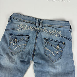 Blue denim low rise straight legs pants (XS)
