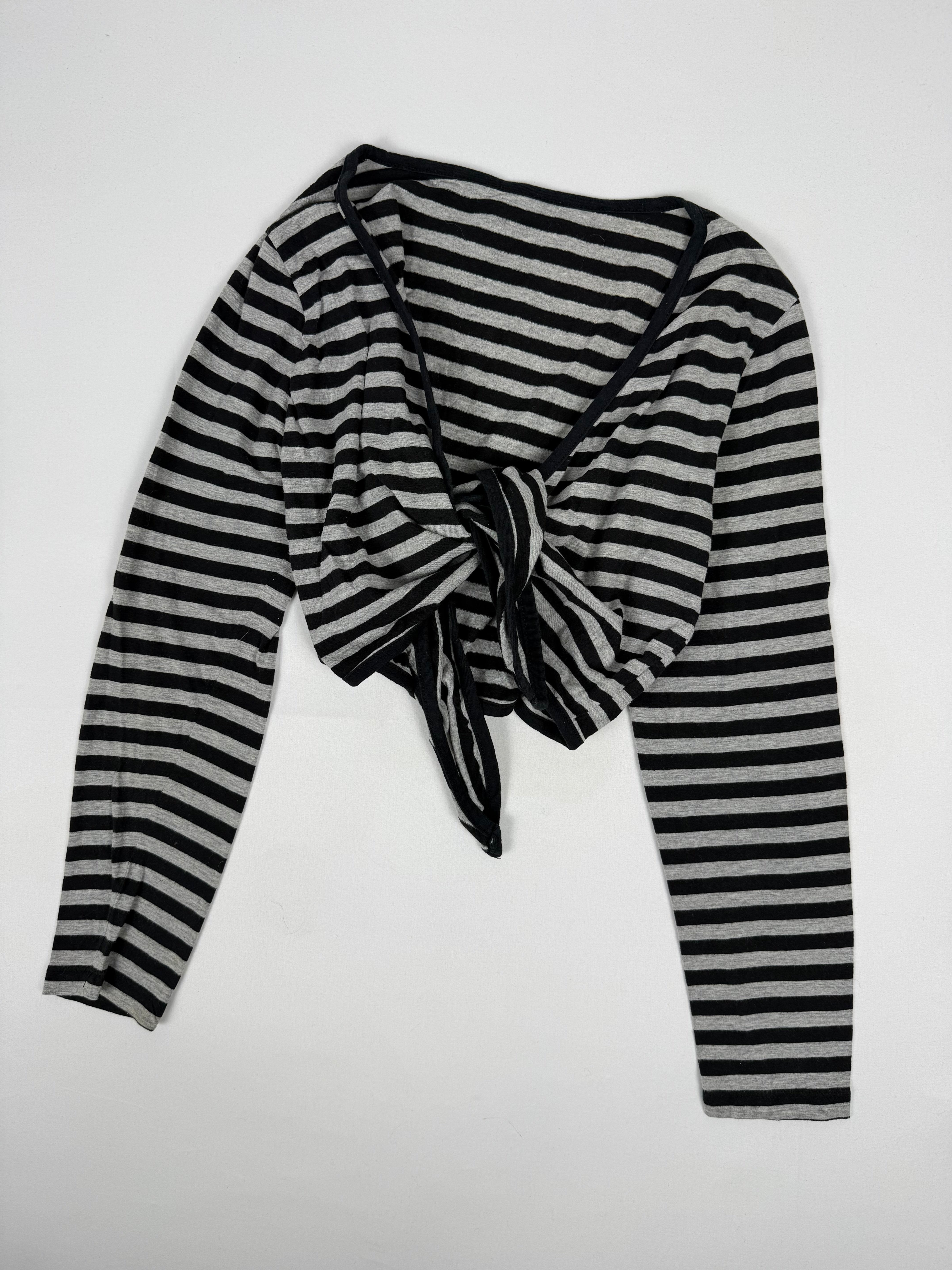 Black striped tie up bolero top (L)