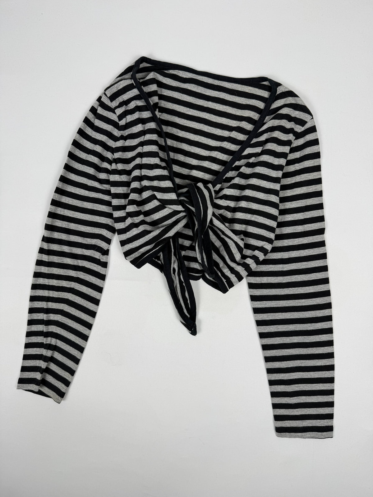 Black striped tie up bolero top (L)