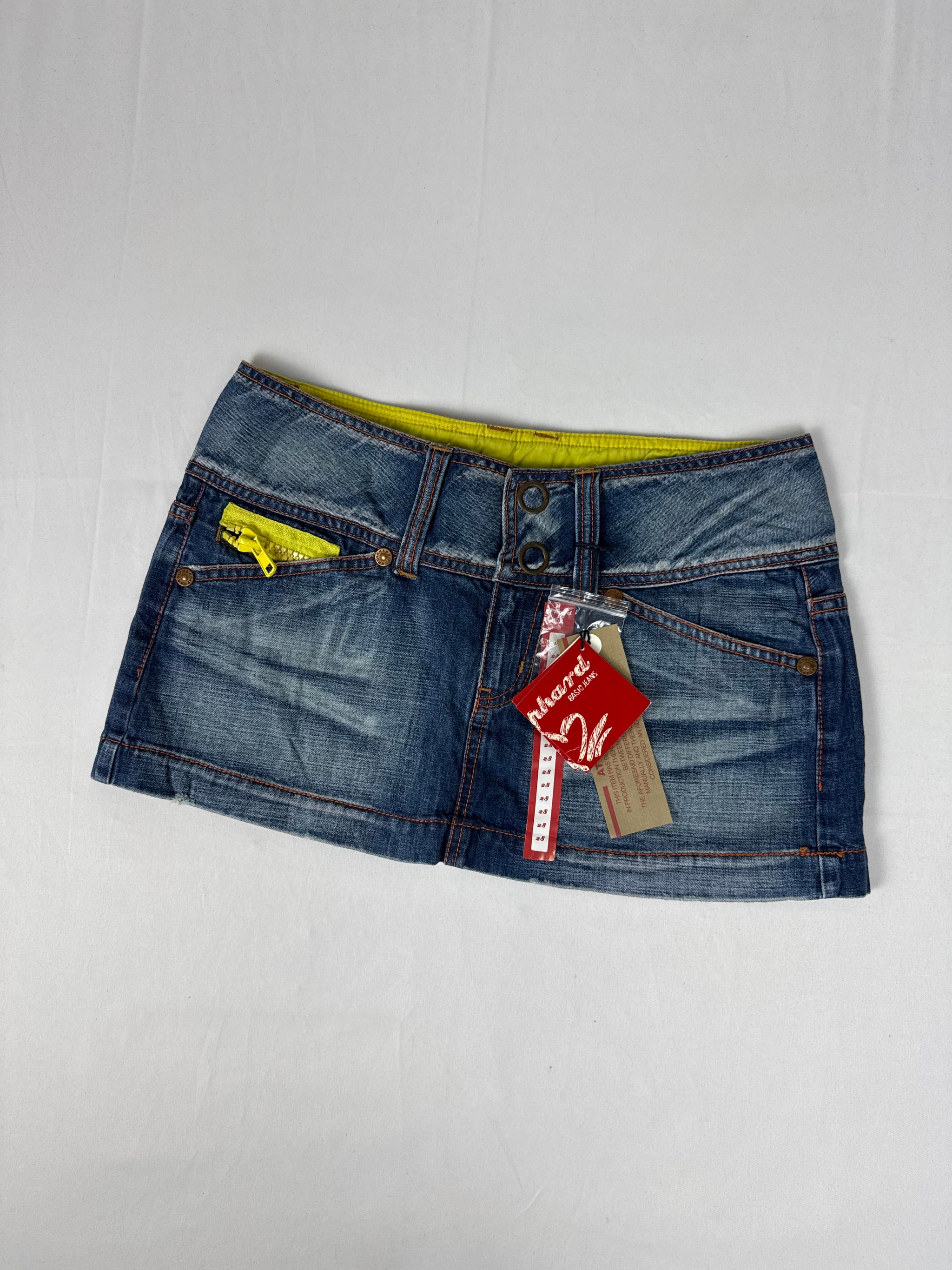 Blue denim low rise mini skirt (S/M)