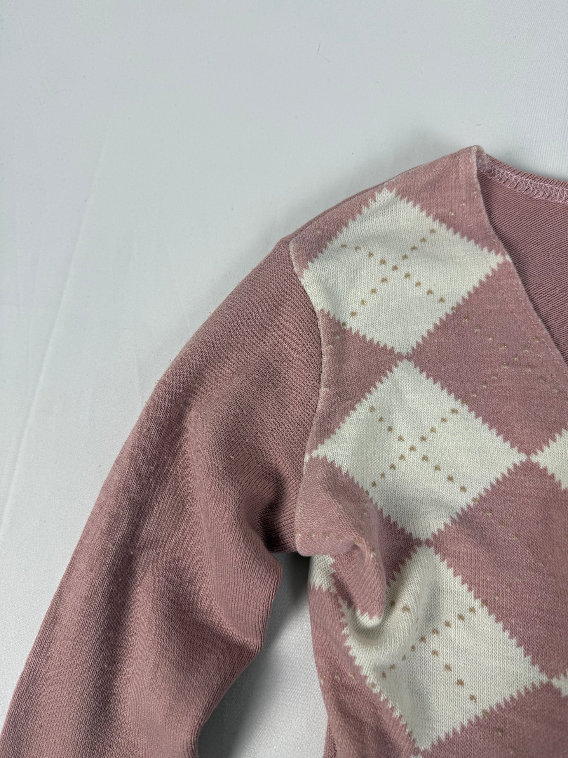 Pink tight fit tie up cardigan jumper (XS/S)