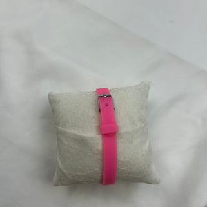 Flashy pink spell out logo pvc bracelet