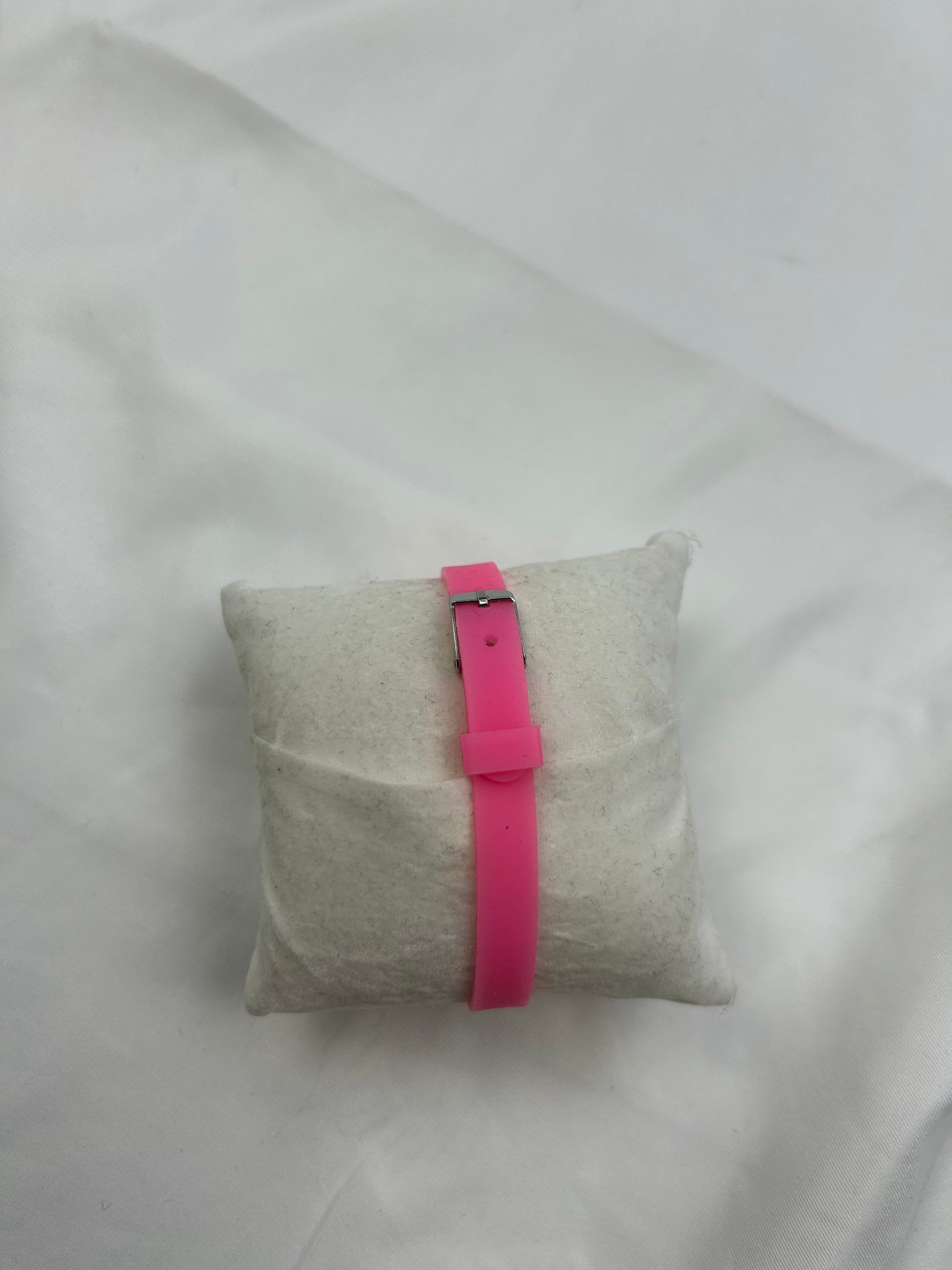 Flashy pink spell out logo pvc bracelet