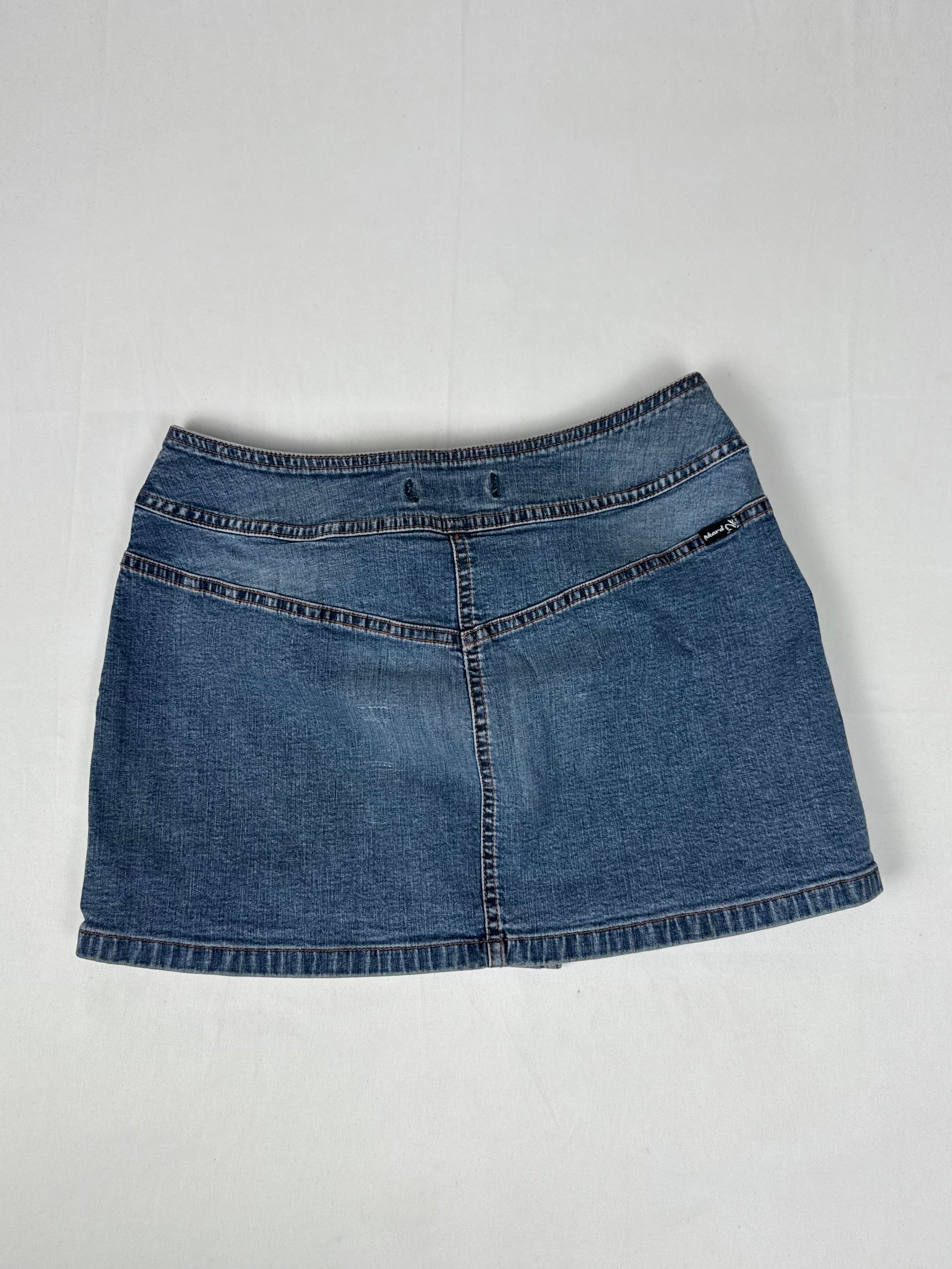 Blue denim low rise mini skirt (S/M)