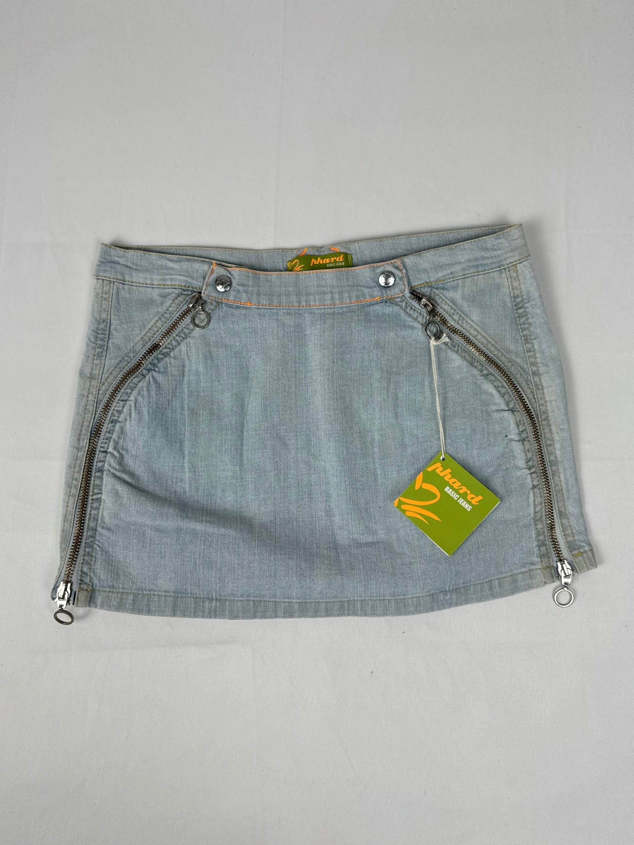 Blue denim low rise mini skirt (S/M)