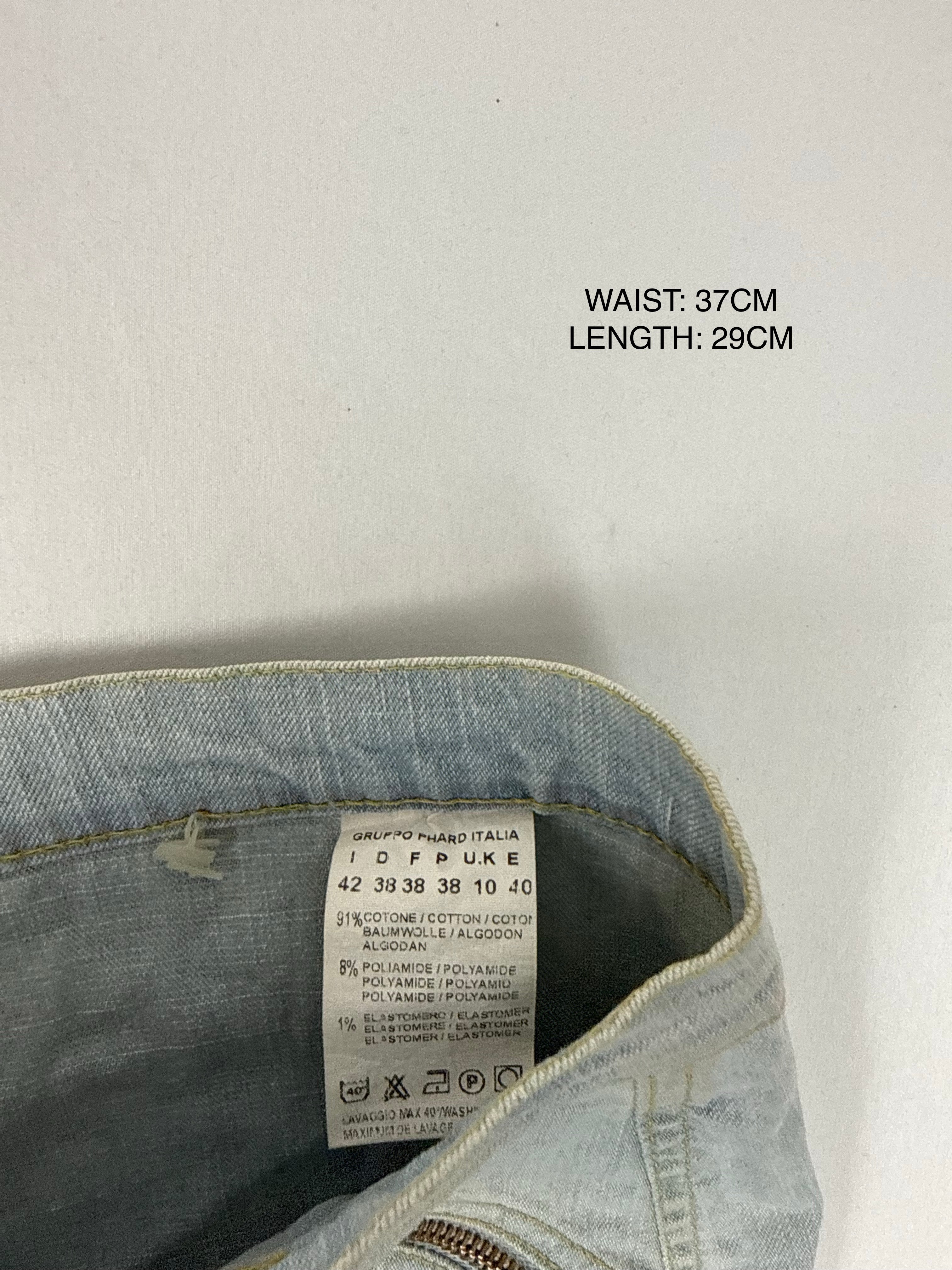 Blue denim low rise mini skirt (S/M)