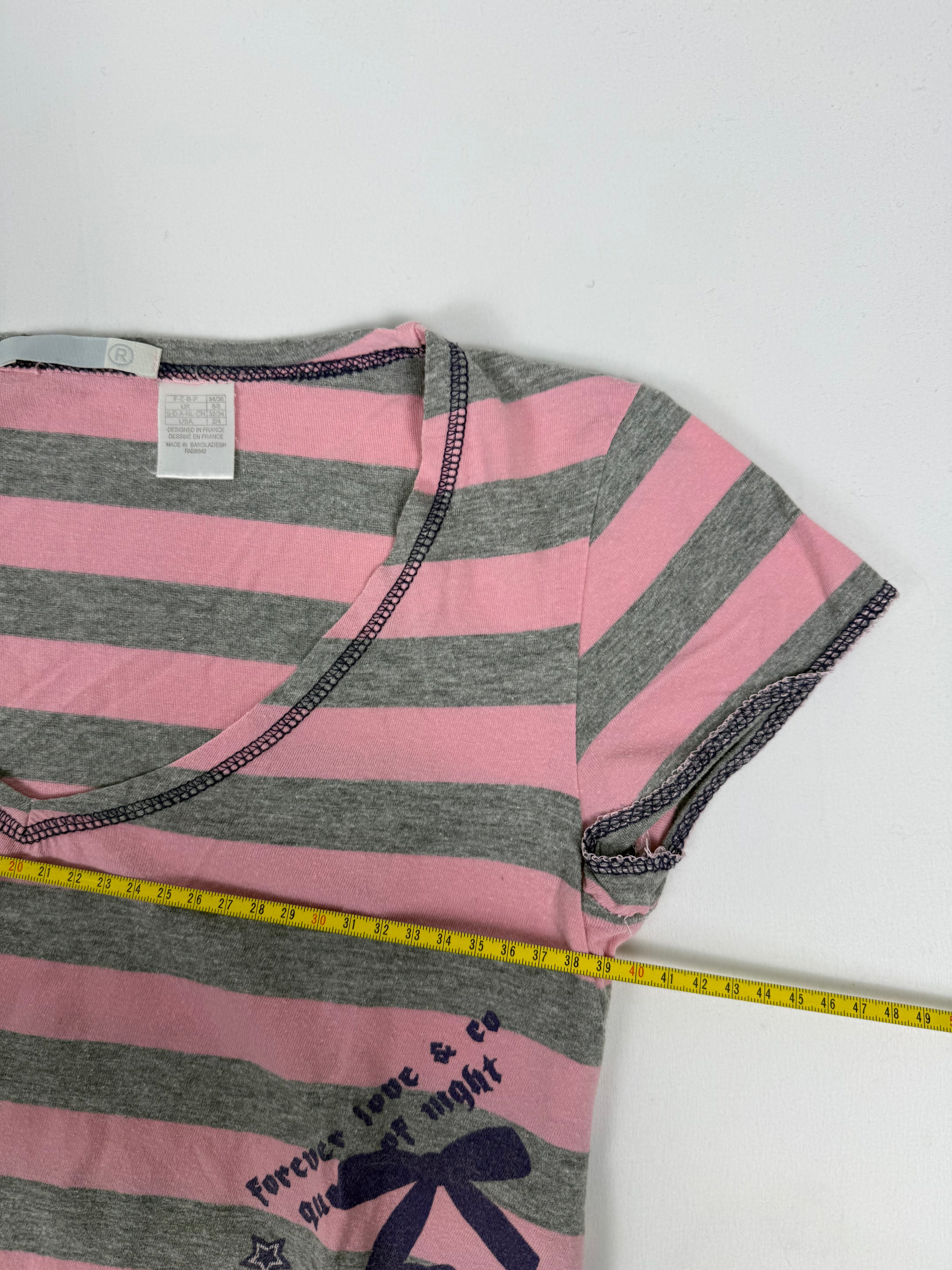 Baby pink striped cotton tee (S)