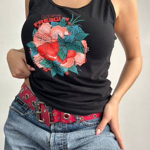 Black logo cotton tank top (M)