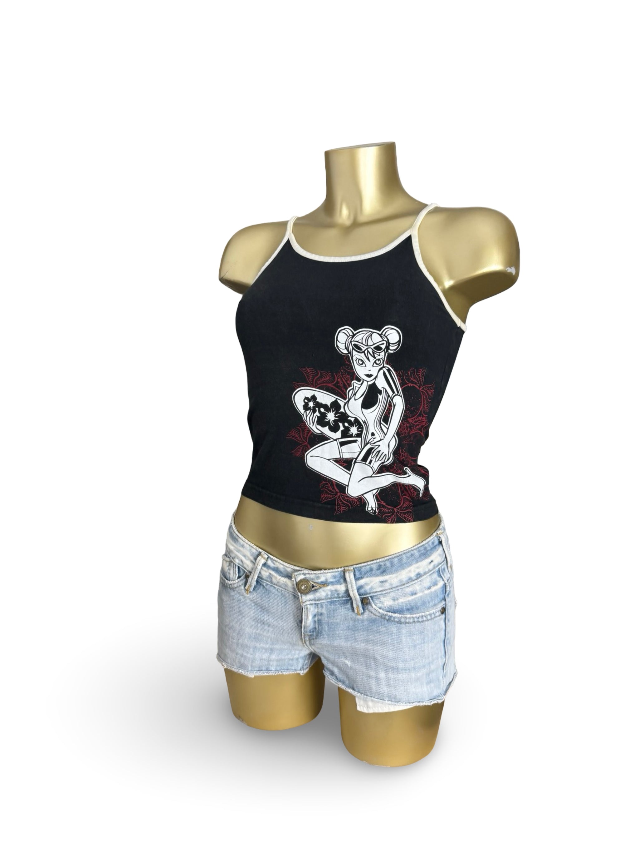 Black graphic activewear top (S)