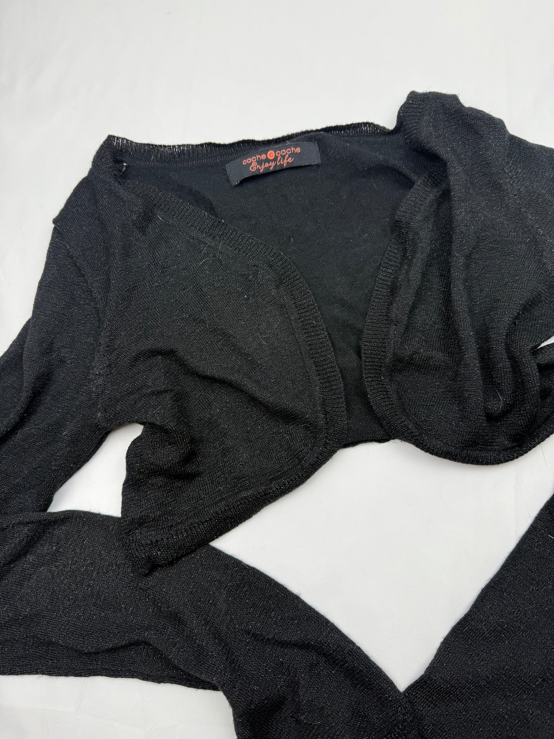 Black cotton long sleeves cardigan top (S/M)