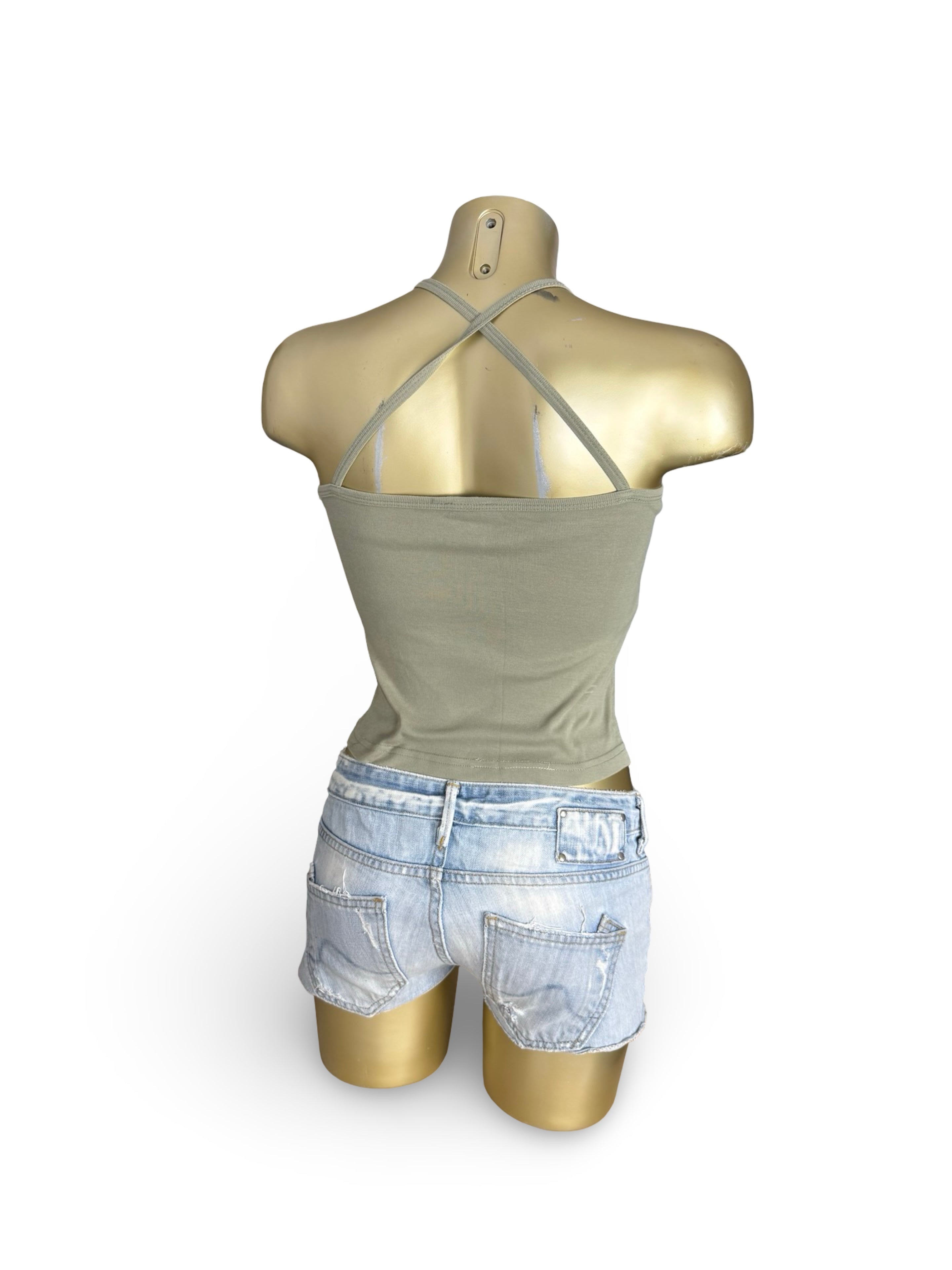 Khaki activewear graphic top (XS)