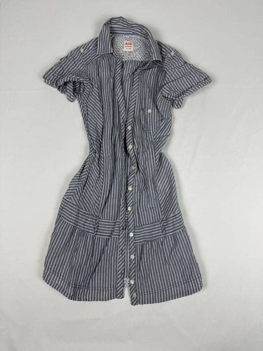 Grey striped cotton mini dress (S)