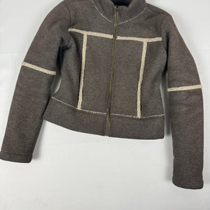 Grey zip up inside fleece biker jacket (S)
