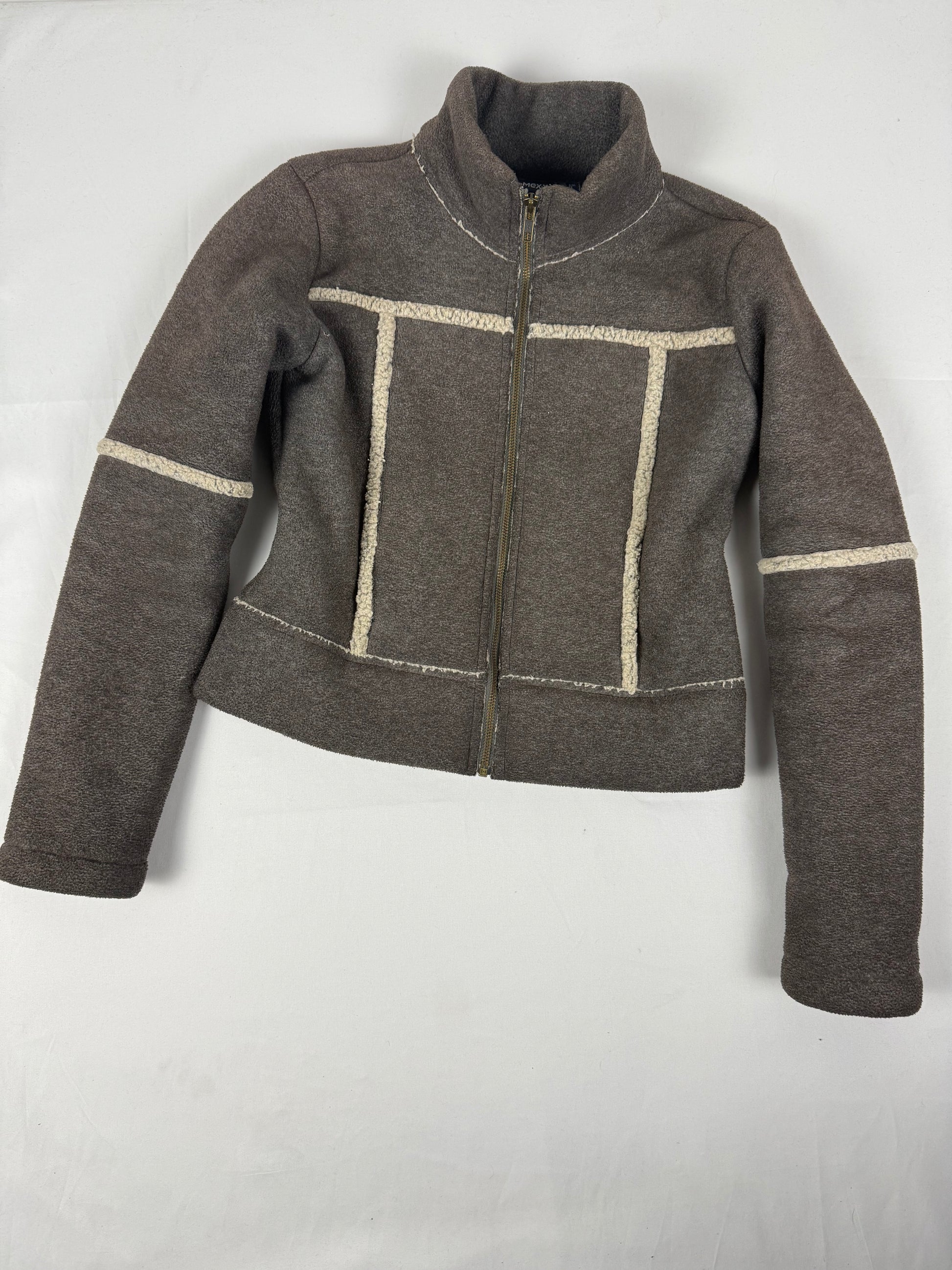 Grey zip up inside fleece biker jacket (S)