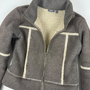 Grey zip up inside fleece biker jacket (S)