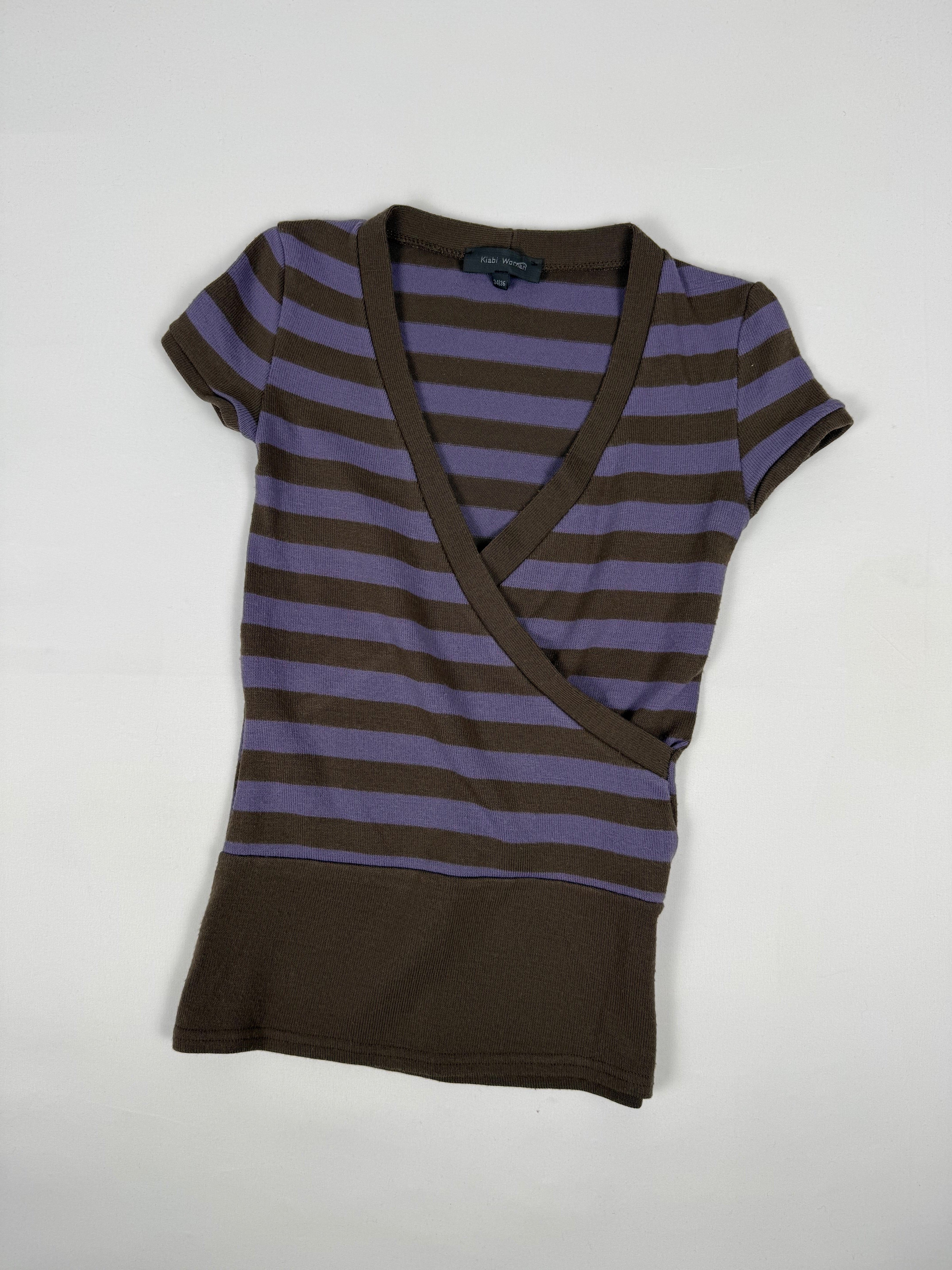 Purple striped knitted tee (S)