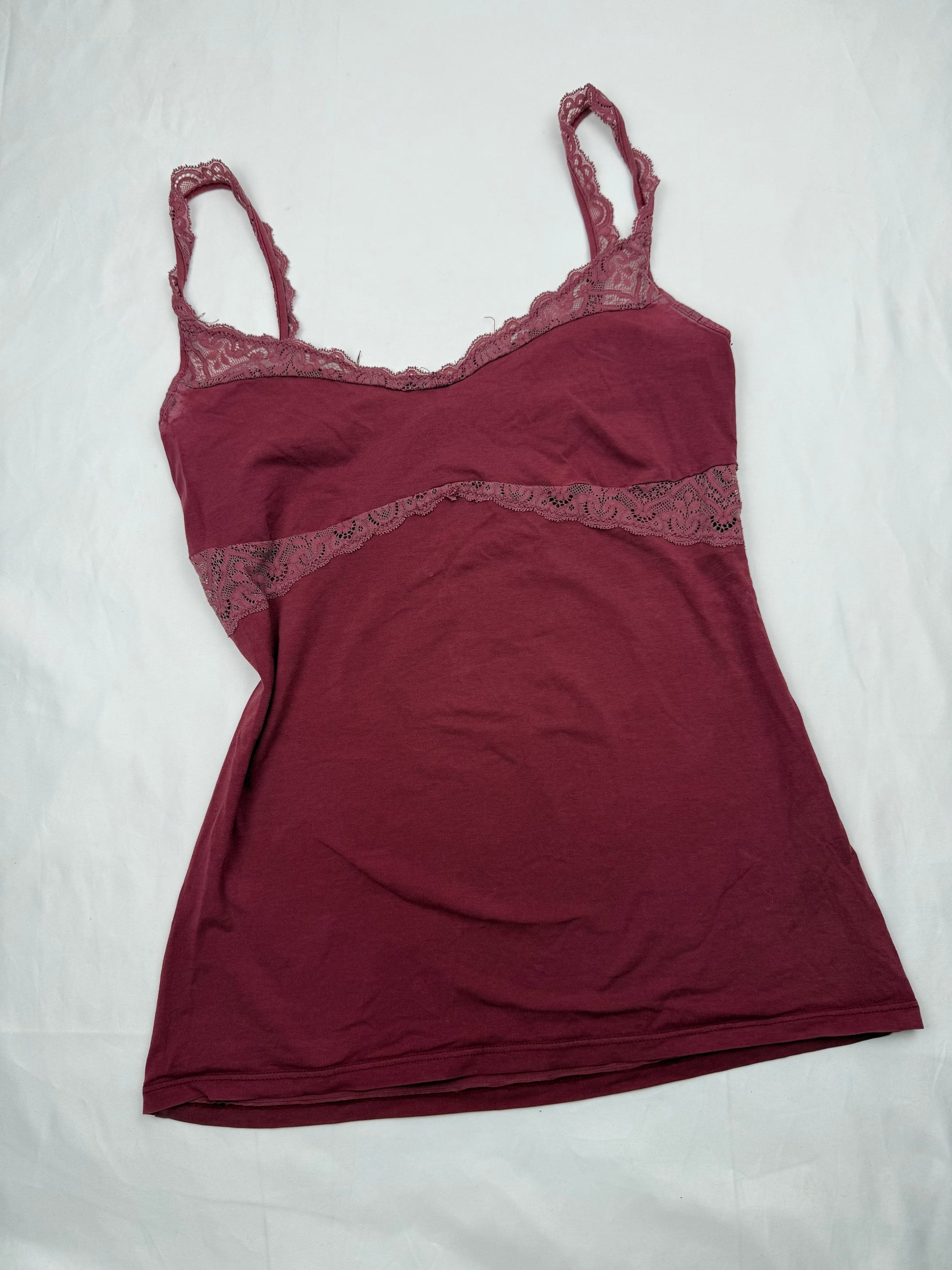 Burgundy red cotton cami top (S)