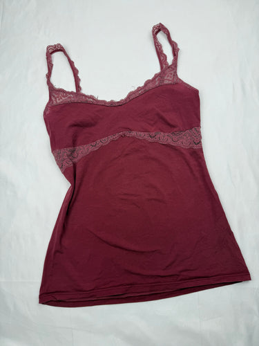 Burgundy red cotton cami top (S)