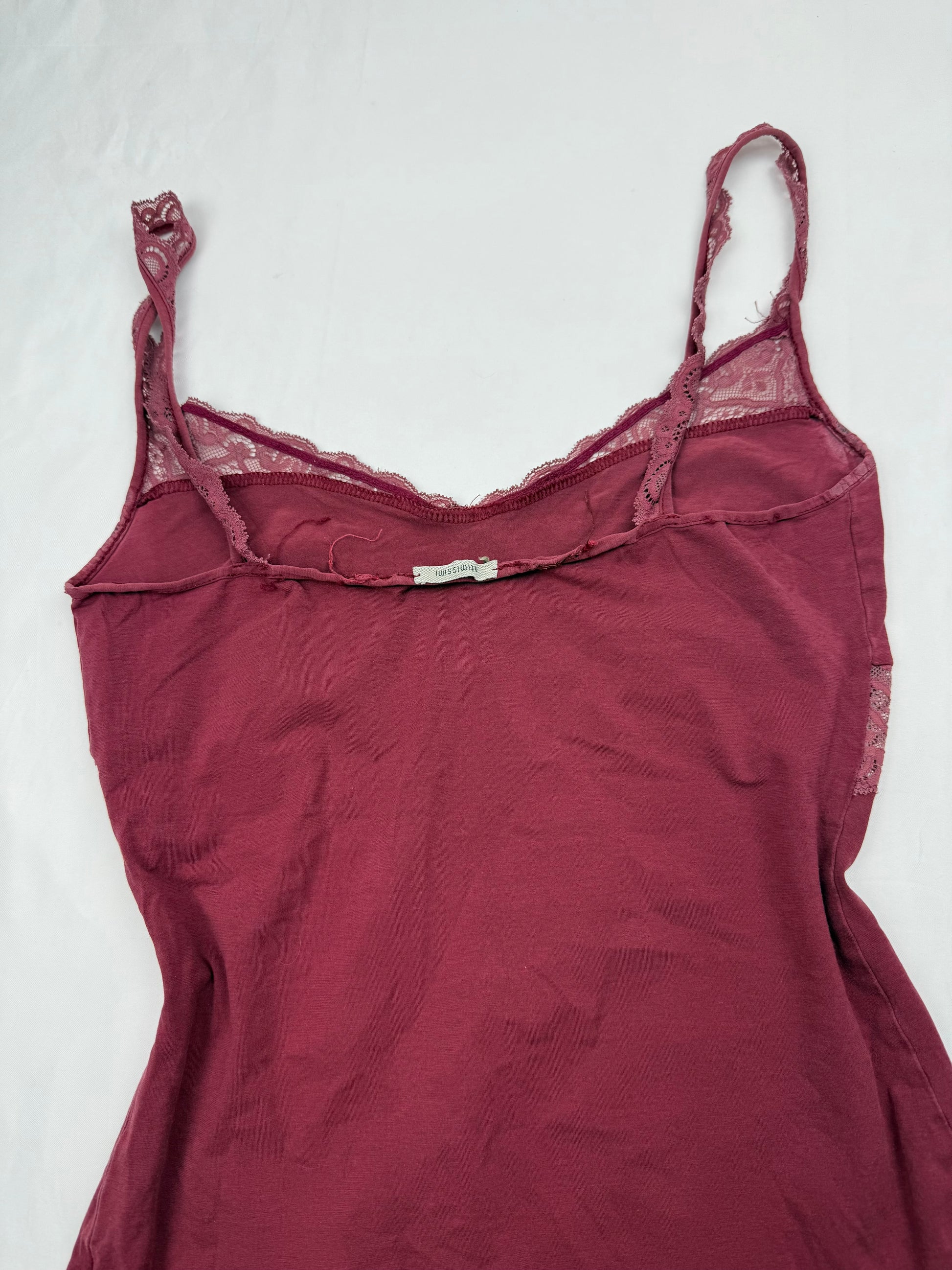 Burgundy red cotton cami top (S)