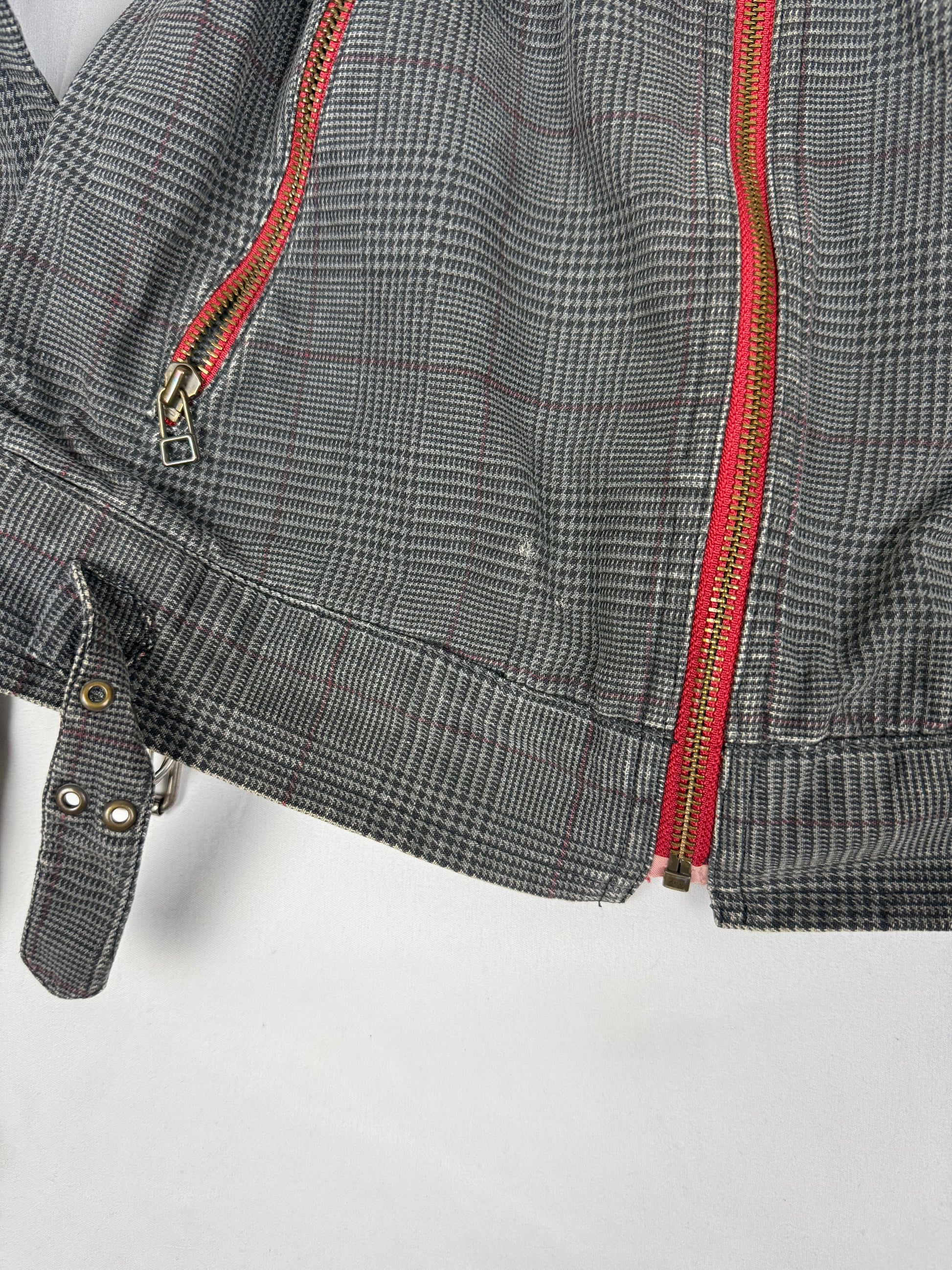 Grey cotton zip up biker jacket (S/M)