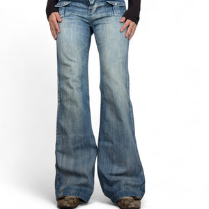 Blue denim low waist flare pants (S/M)