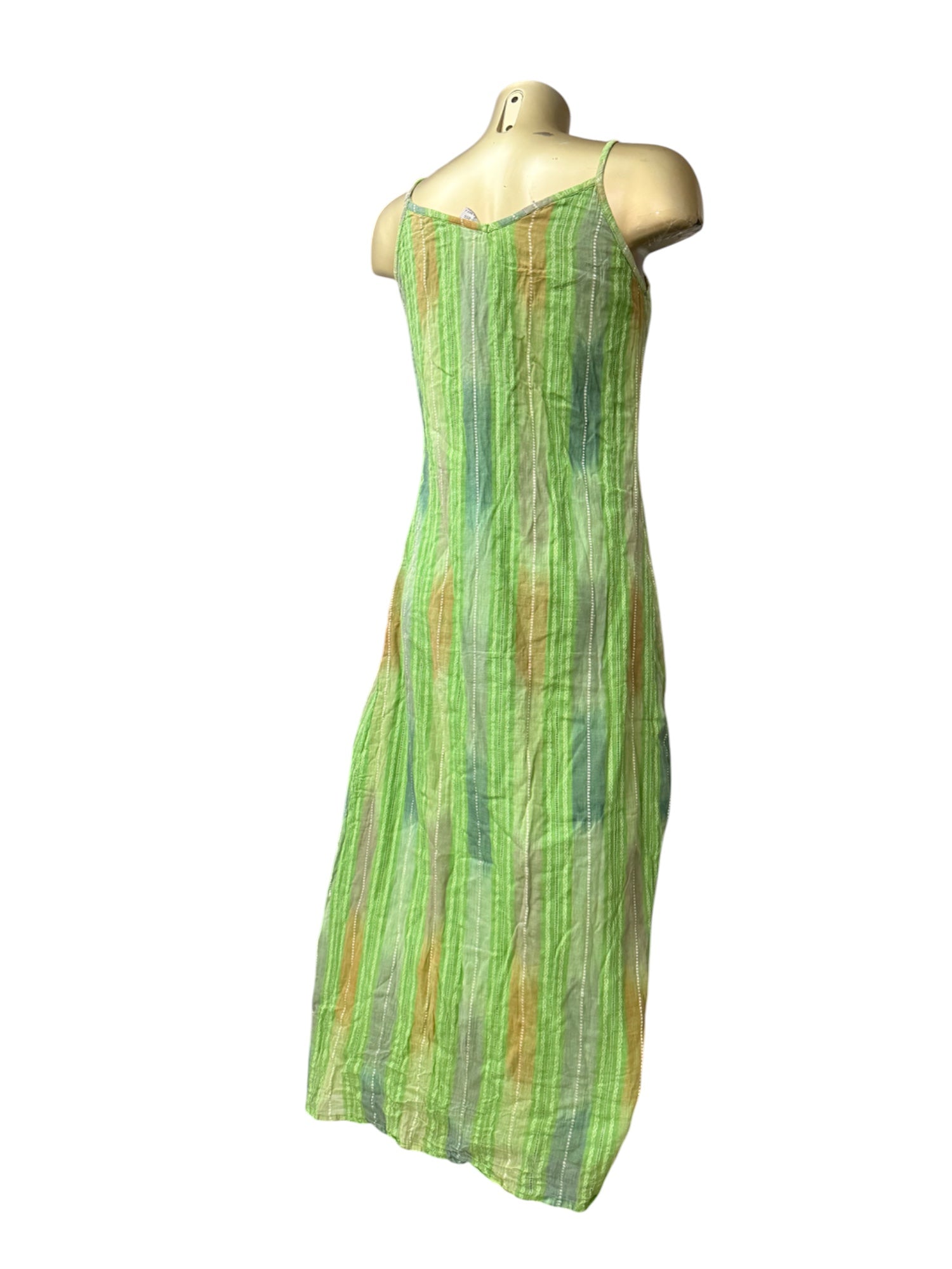 Green cotton maxi dress (S/M)
