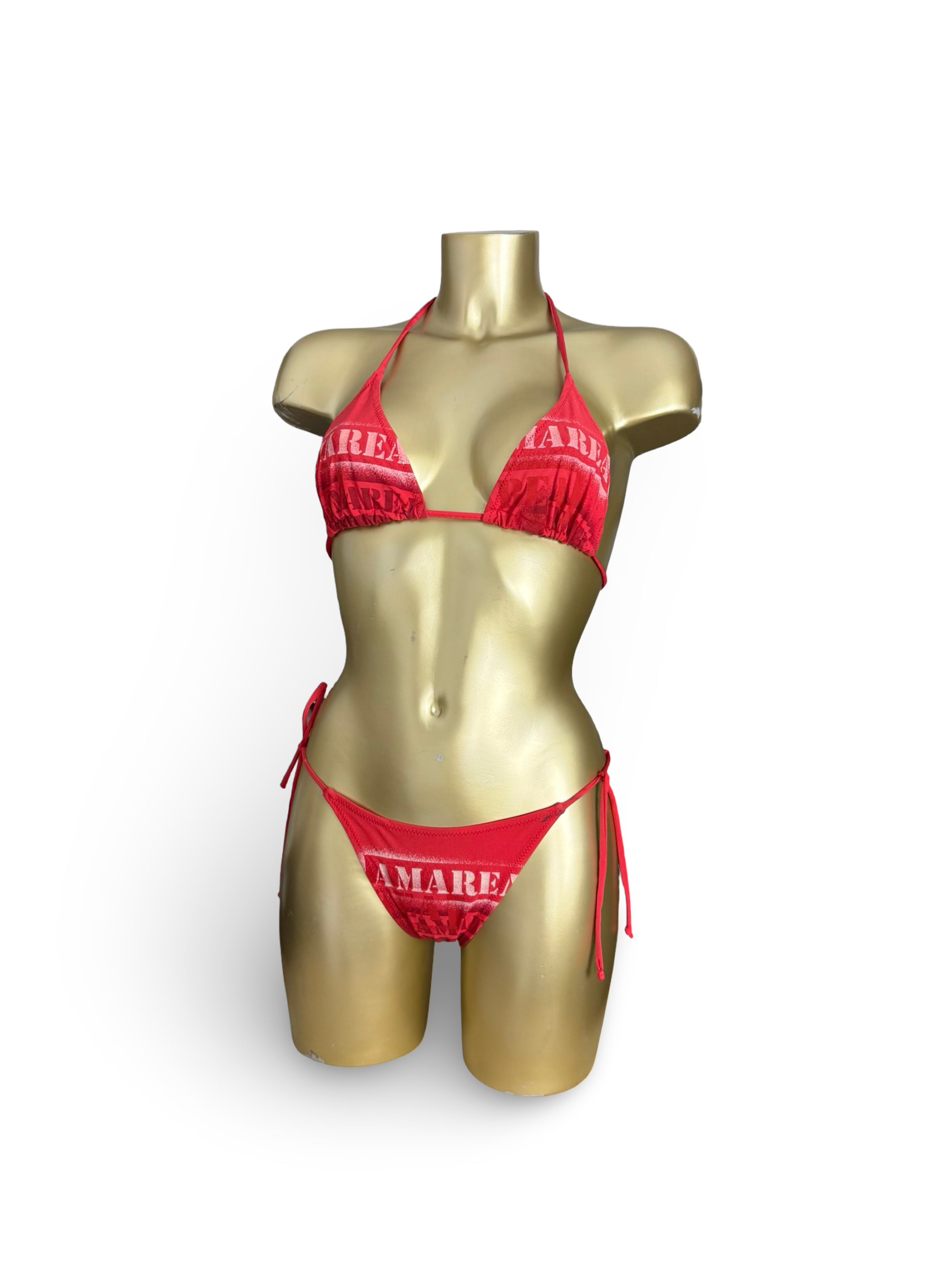Red graphic low rise bikini set (L)