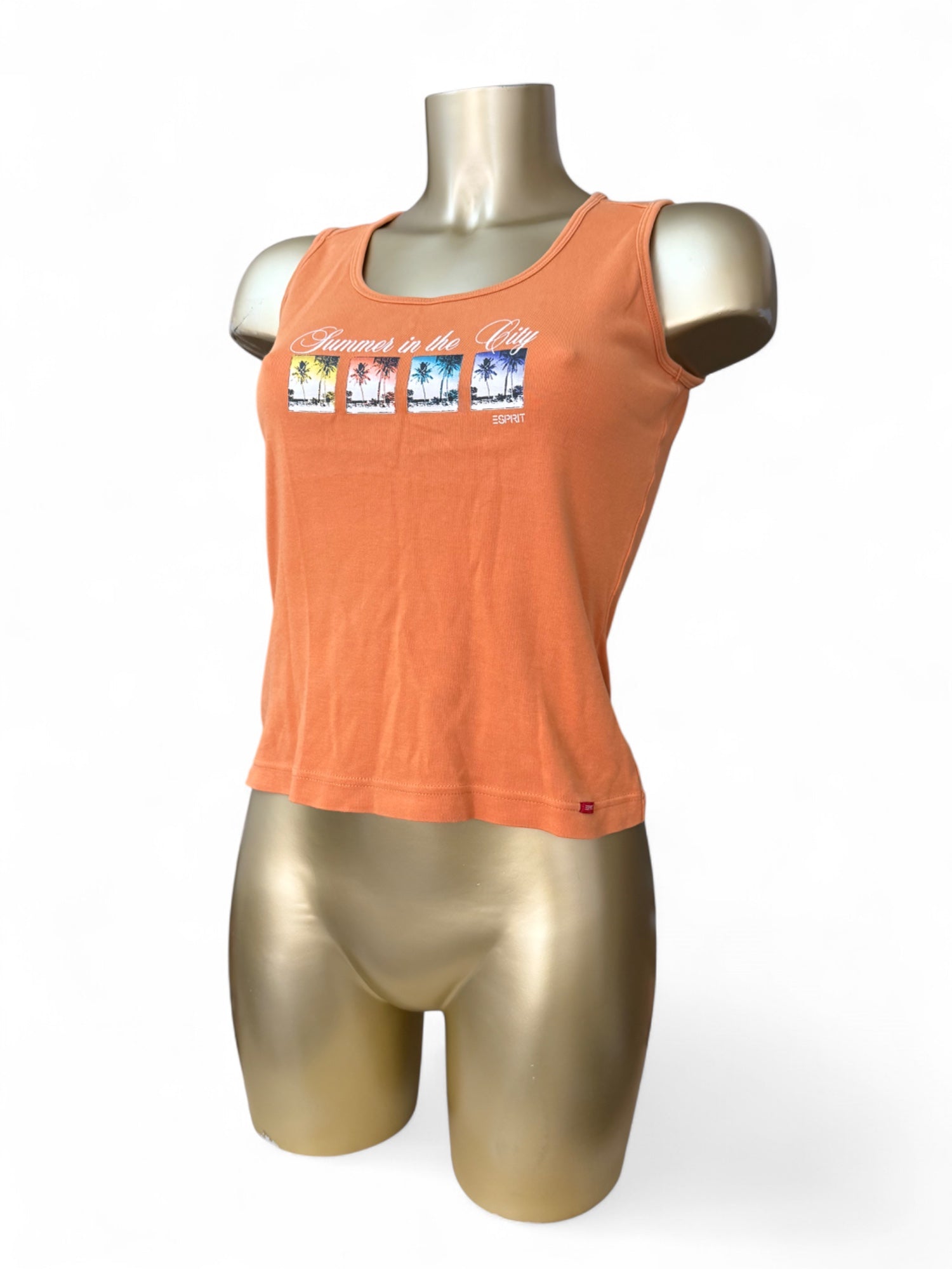 Summer in the city orange cotton tank top (L)