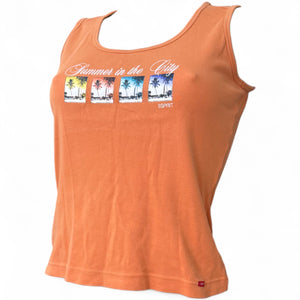 Summer in the city orange cotton tank top (L)