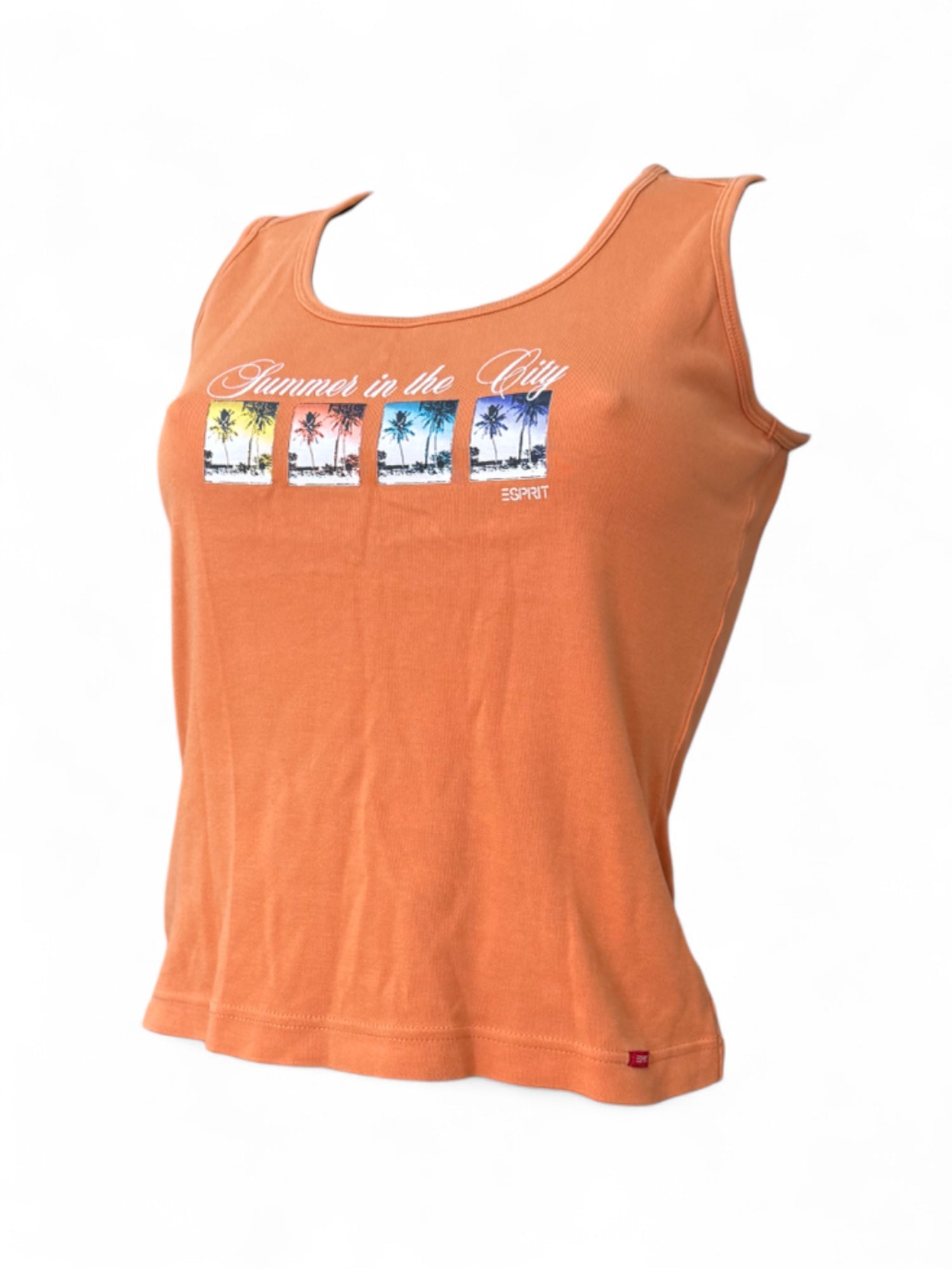 Summer in the city orange cotton tank top (L)