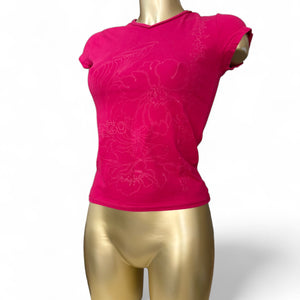 Pink graphic cotton cami top or tee (S)