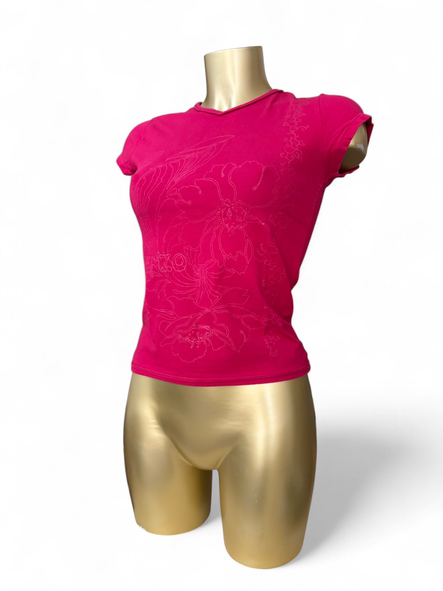 Pink graphic cotton cami top or tee (S)