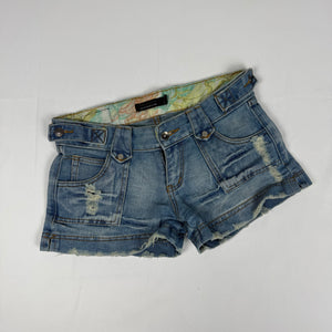 Blue denim low rise mini short (S)