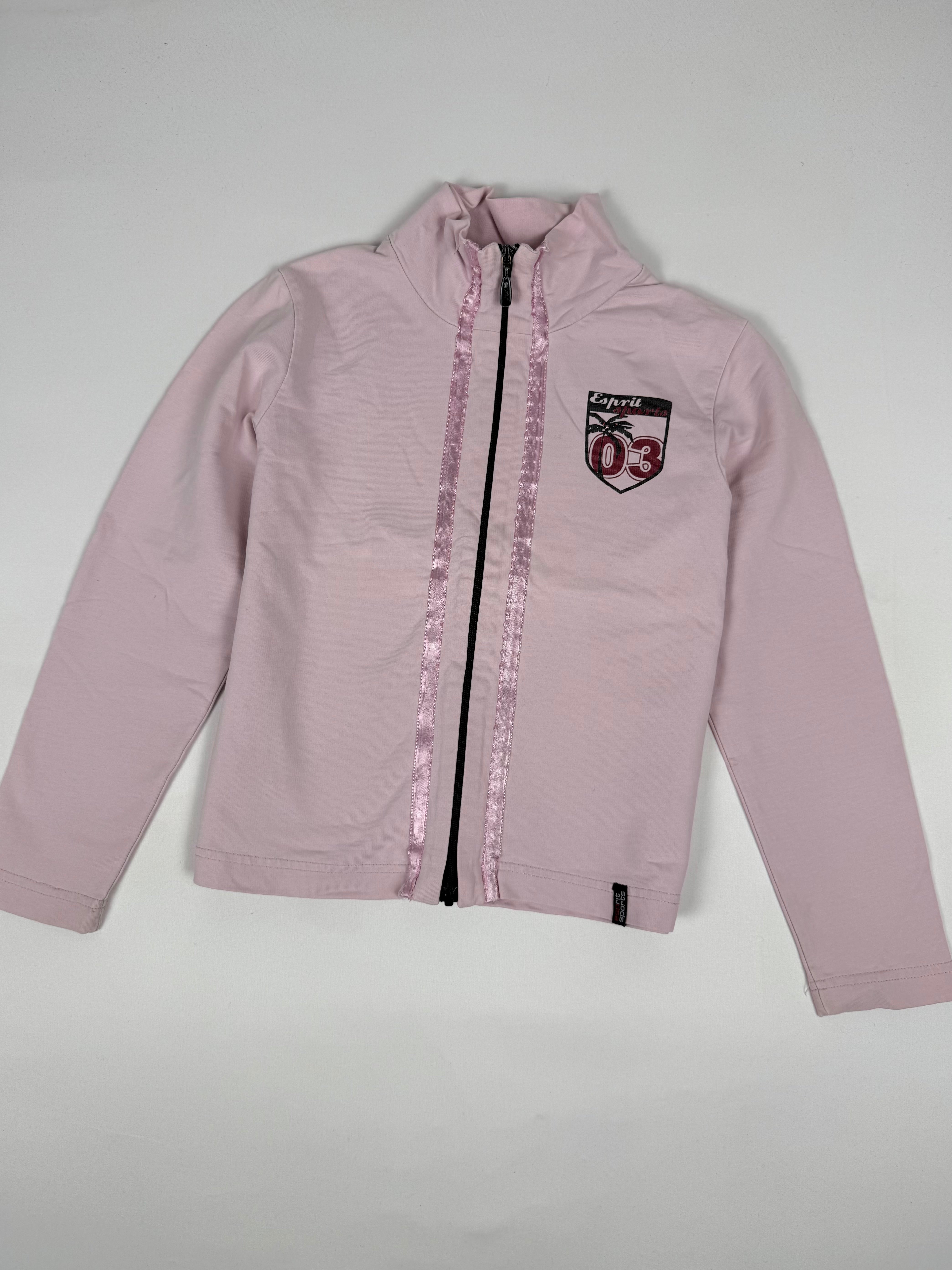Pink zip up tight fit sweatshirt (XS)