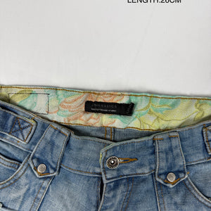 Blue denim low rise mini short (S)