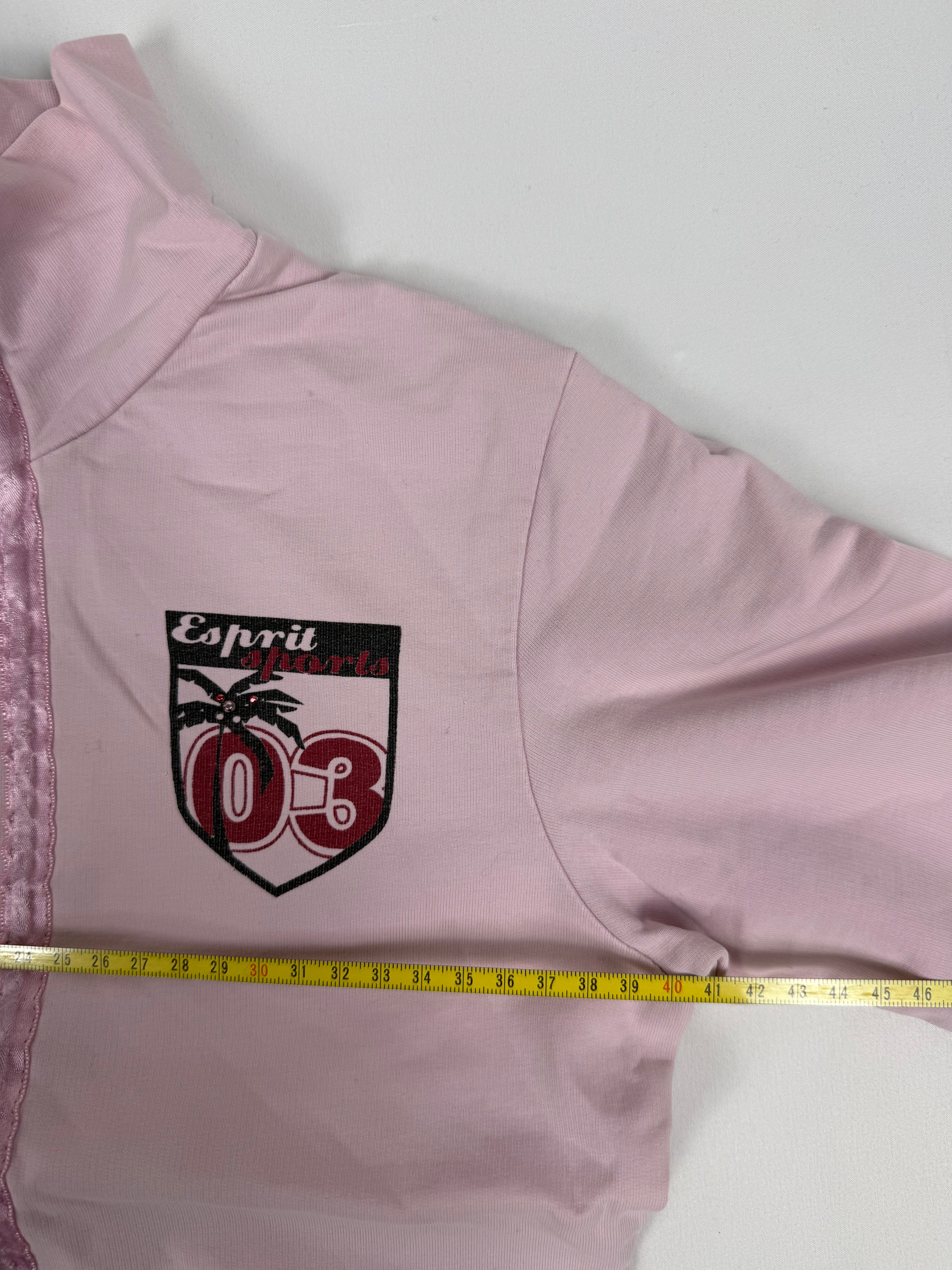 Pink zip up tight fit sweatshirt (XS)